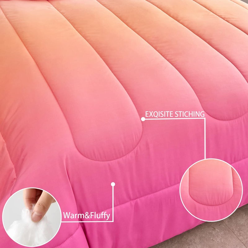 Yogeneg Rainbow Kids Comforter Sets Twin Size for Teen Girl Women  Pink Orange Ombre Comforter with Pillowcase Ultra Soft Microfiber 2 Piece Bedding Set All Season (Rainbow D  Twin) - Image 5